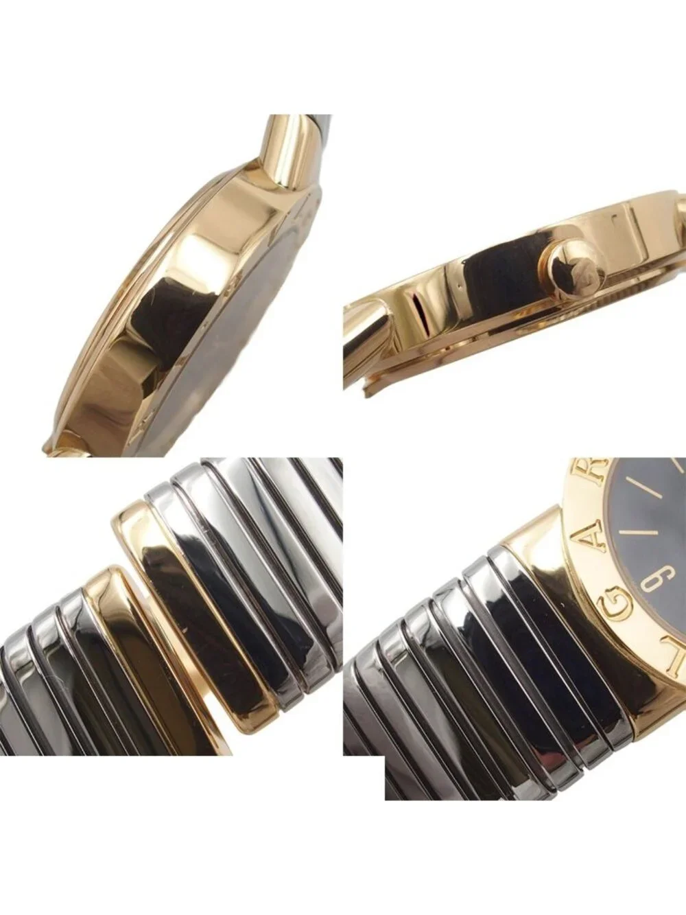 Bvlgari Tubogas S Black 18K Yellow Gold SS Watch Quartz